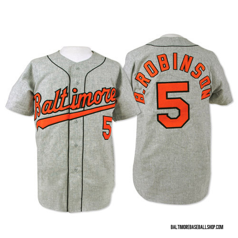 Brooks Robinson Men's Baltimore Orioles Throwback Jersey - Grey Authentic